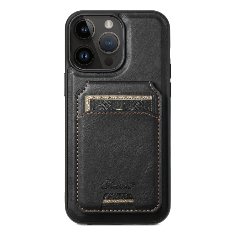 Suteni H15 MagSafe Oil Eax Leather Detachable Wallet Back Phone Case
