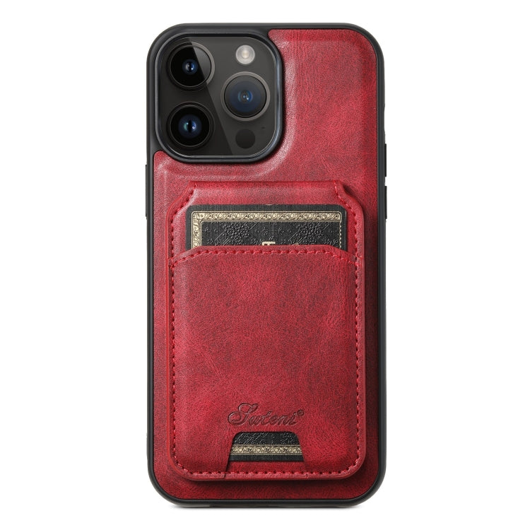Suteni H15 MagSafe Oil Eax Leather Detachable Wallet Back Phone Case