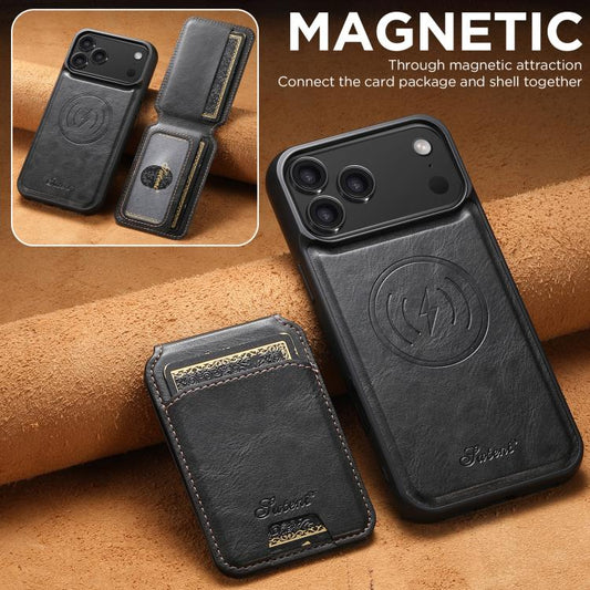 Suteni H15 MagSafe Öl Eax Leder abnehmbare Brieftaschen-Rückschale, Für iPhone 17e / 16e, Für iPhone 17 Pro Max, Für iPhone 17 Pro, Für iPhone 17, Für iPhone Air, Für iPhone 16 Pro Max, Für iPhone 16 Pro, Für iPhone 16 Plus, Für iPhone 16 ...