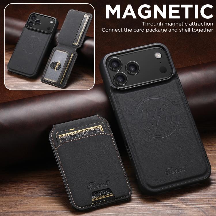 Suteni H16 Litchi Texture Leather Detachable Wallet Back Phone Case