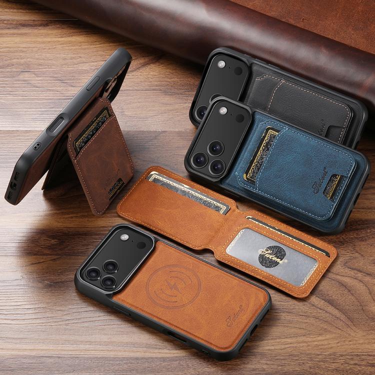 Suteni H16 Litschi-Textur Leder Abnehmbare Brieftasche Handyhülle, für iPhone 17e / 16e, für iPhone 17 Pro Max, für iPhone 17 Pro, für iPhone 17, für iPhone Air, für iPhone 16 Pro Max, für iPhone 16 Pro, für iPhone 16 Plus, für iPhone 16