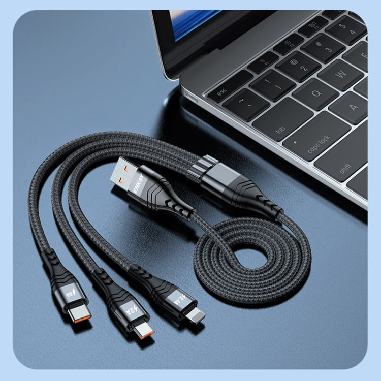Câble de charge rapide multifonction ENKAY 3-en-1 6A USB vers Type-C / 8 broches / Micro USB, 1m, 2m