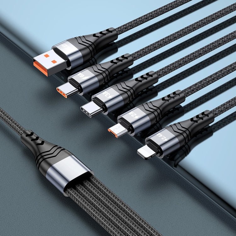 ENKAY 4-in-1 6A USB-A to Type-C / 8 Pin / Micro USB Multifunction Fast Charging Cable, 1m, 2m