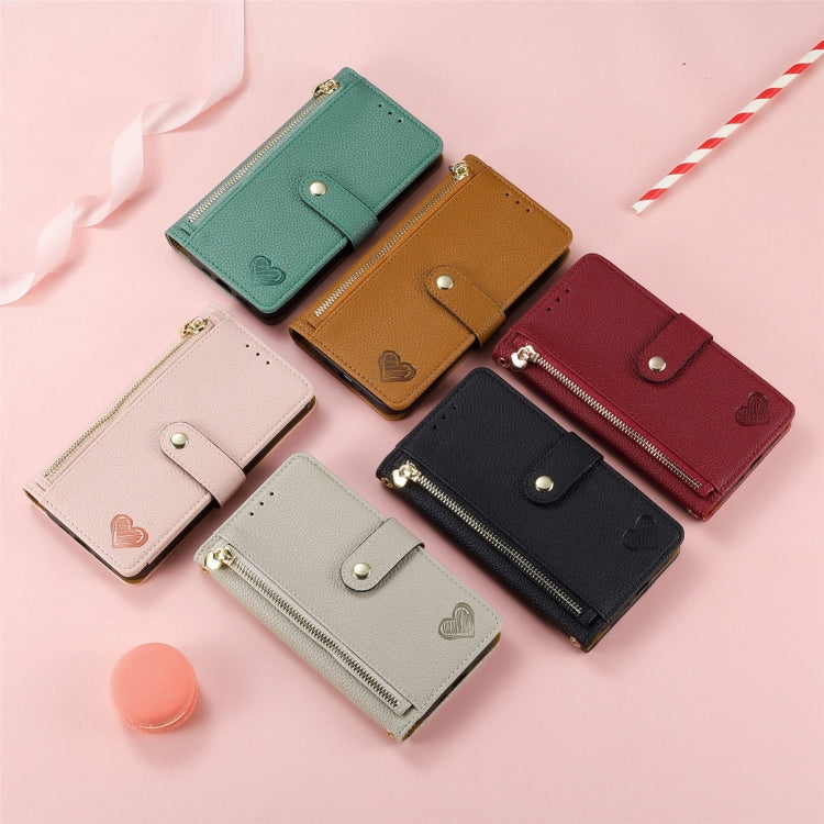 Love Zipper Lanyard Leather Phone Case, For Tecno Pova 5 4G