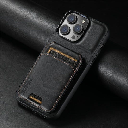 Suteni H02 Leder Brieftasche Ständer Rückseitige Handyhülle, für iPhone 17e / 16e, für iPhone 17 Pro Max, für iPhone 17 Pro, für iPhone 17, für iPhone Air, für iPhone 16 Pro Max, für iPhone 16 Pro, für iPhone 16 Plus, für iPhone 16, für iPhone 15 Pro Max