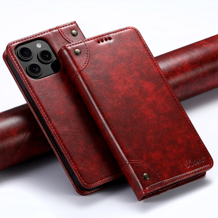 Suteni Baroque Calf Texture Buckle Wallet Leather Phone Case
