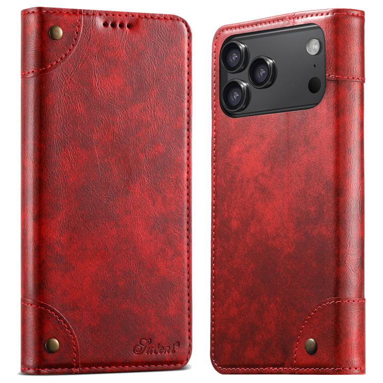 Suteni Baroque Calf Texture Buckle Wallet Leather Phone Case