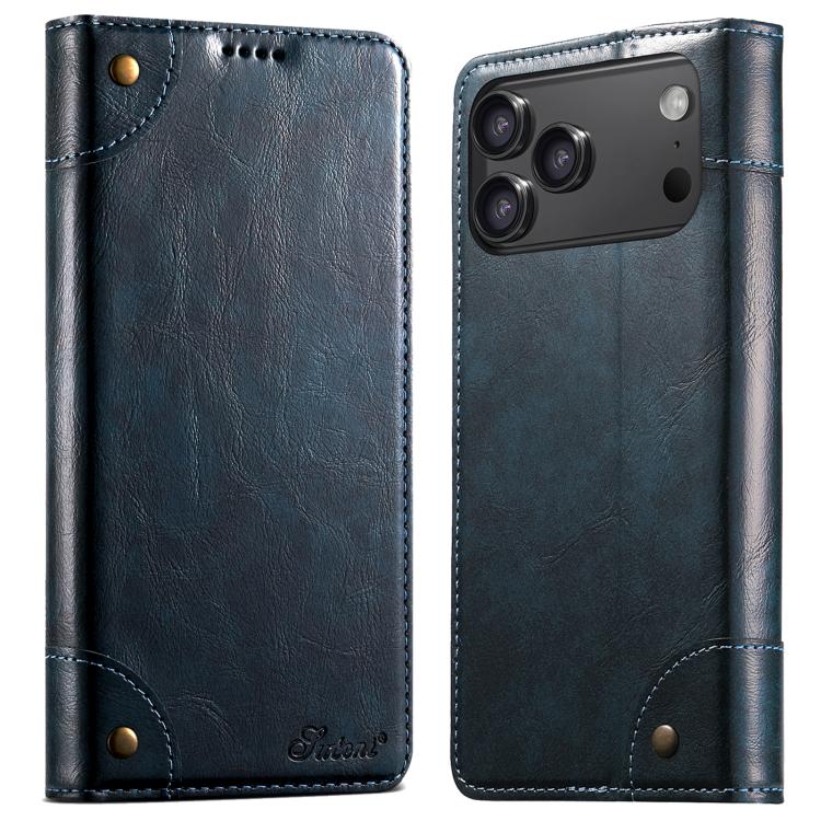Suteni Baroque Calf Texture Buckle Wallet Leather Phone Case