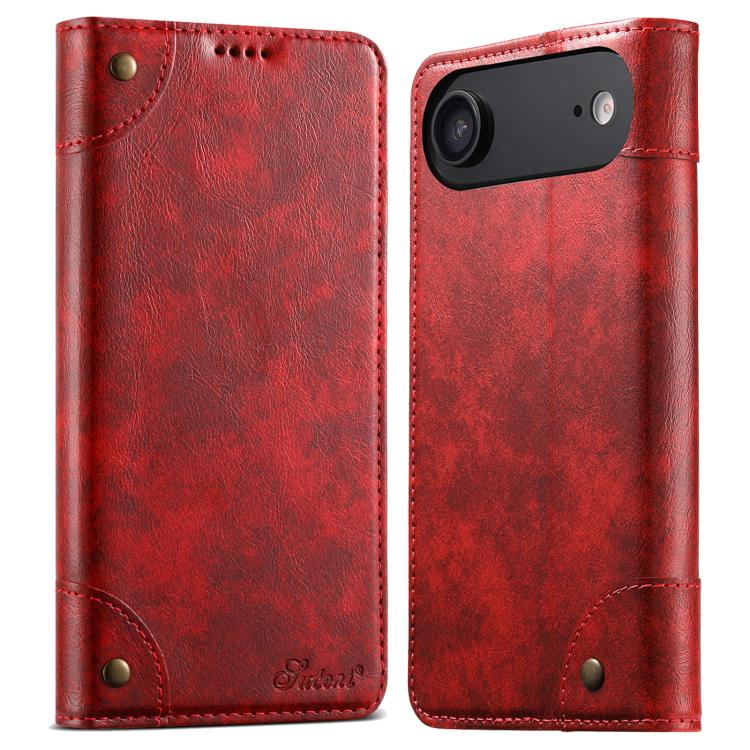 Suteni Baroque Calf Texture Buckle Wallet Leather Phone Case