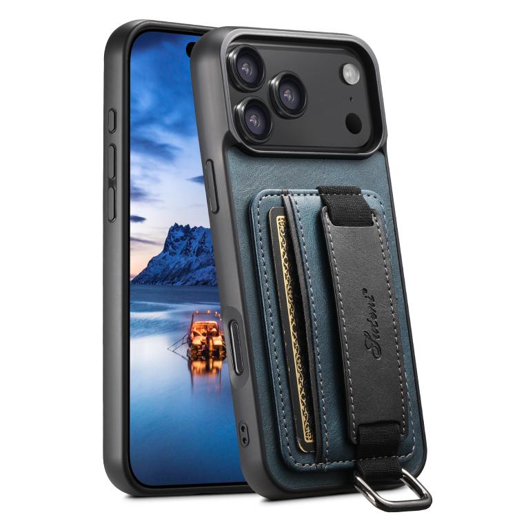 Suteni H13 Card Wallet Wrist Strap Holder PU Phone Case