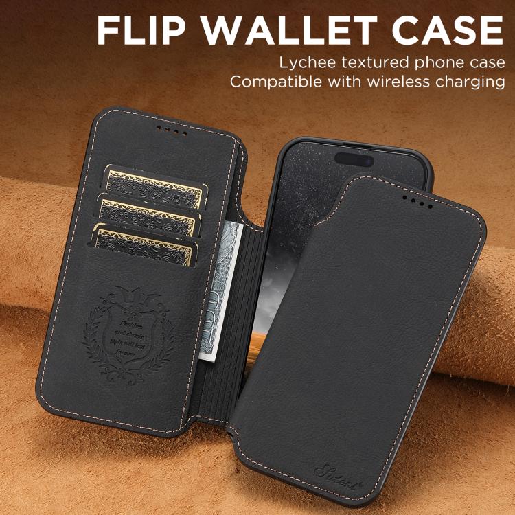Suteni J06 Retro Matte Litchi Texture Leather MagSafe Phone Case