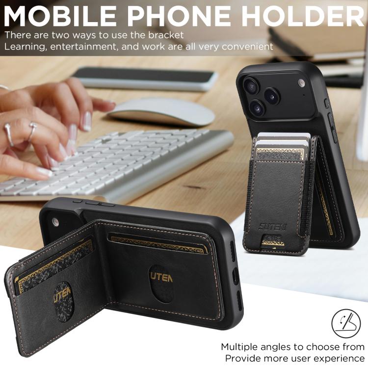 Suteni H03 Oil Wax Leather Wallet Stand Back Phone Case