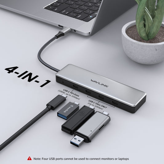 WAVLINK WL-UHP3411 10G Data Transfer Hub 4-in-1 Type-C to 4 USB-C 3.2 Gen2 Ports Adapter, WAVLINK WL-UHP3411