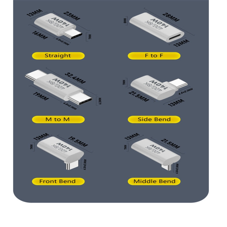 USB 3.1 Type-C 40Gbps 8K Transmission Adapter 140W 5A Charge, Type-C Male to Male, Type-C Female to Female, Type-C Male to Female, Type-C Male to Female UP, Type-C Male to Female Side Bend, Type-C Male to Female Middle Bend