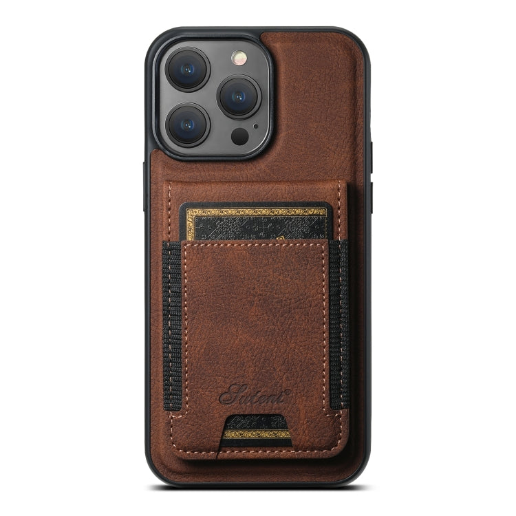 Suteni H17 Litchi Texture Leather MagSafe Detachable Wallet Phone Case