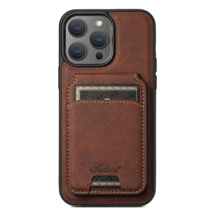 Suteni H17 Litchi Texture Leather MagSafe Detachable Wallet Phone Case