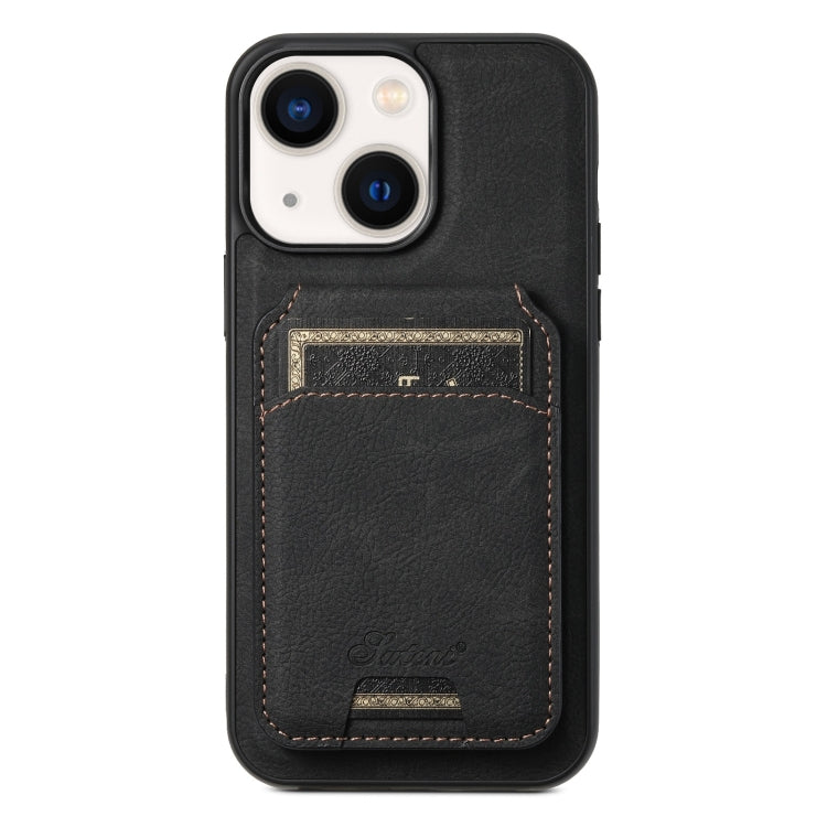 Suteni H17 Litchi Texture Leather MagSafe Detachable Wallet Phone Case