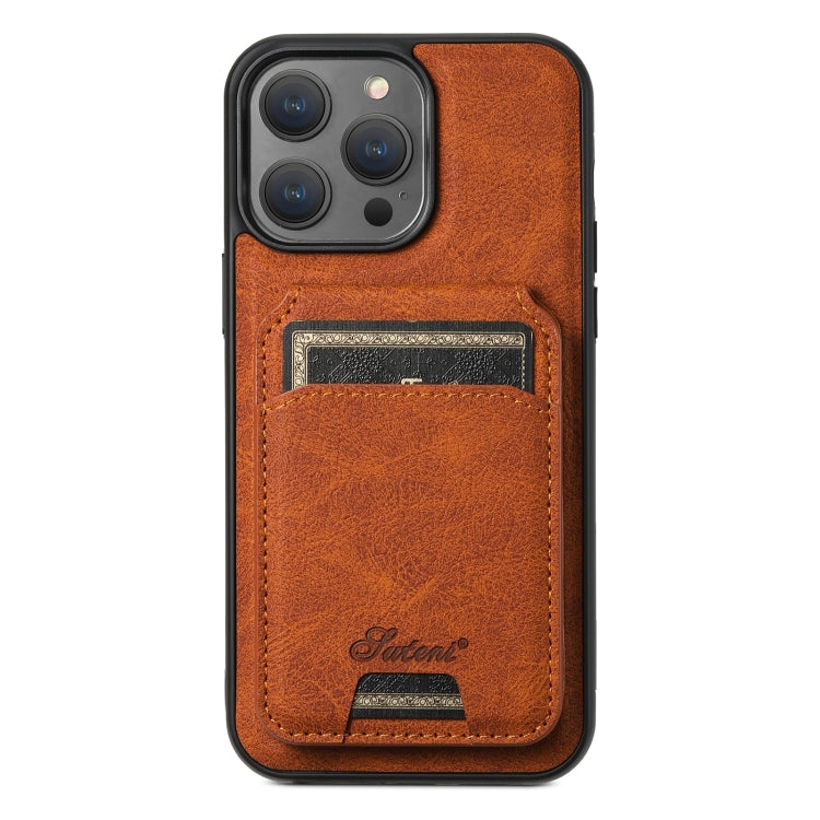 Suteni H17 Litchi Texture Leather MagSafe Detachable Wallet Phone Case