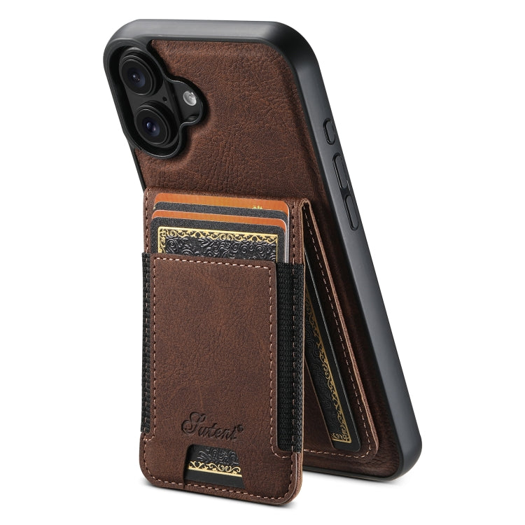 Suteni H17 Litchi Texture Leather MagSafe Detachable Wallet Phone Case