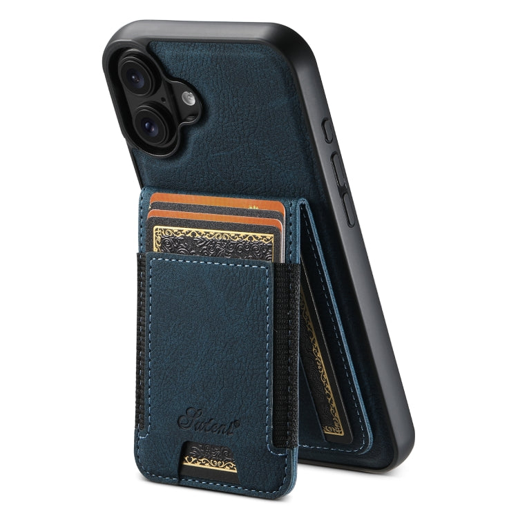 Suteni H17 Litchi Texture Leather MagSafe Detachable Wallet Phone Case