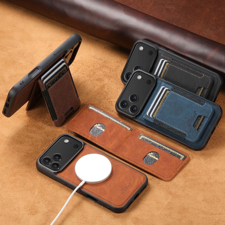 Suteni H17 Litchi Texture Leather MagSafe Detachable Wallet Phone Case
