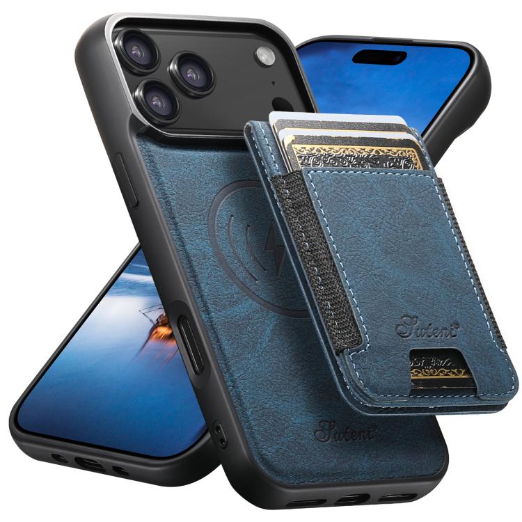 Suteni H17 Litchi Texture Leather MagSafe Detachable Wallet Phone Case