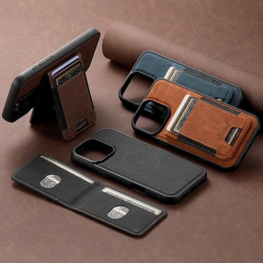 Suteni H17 Litchi Texture Leather MagSafe Detachable Wallet Phone Case