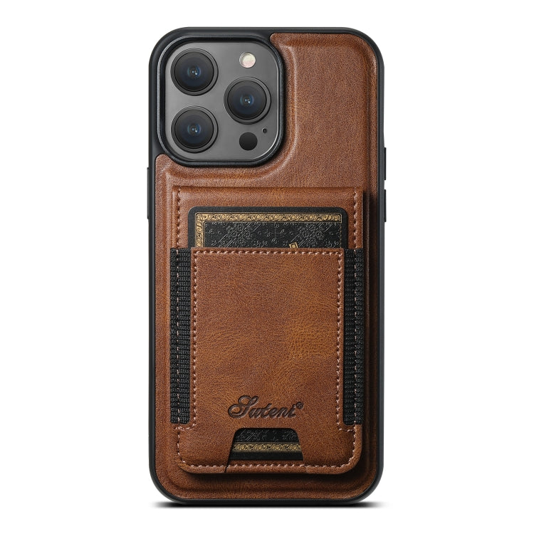 Suteni H17 Oil Eax Leather MagSafe Detachable Wallet Phone Case