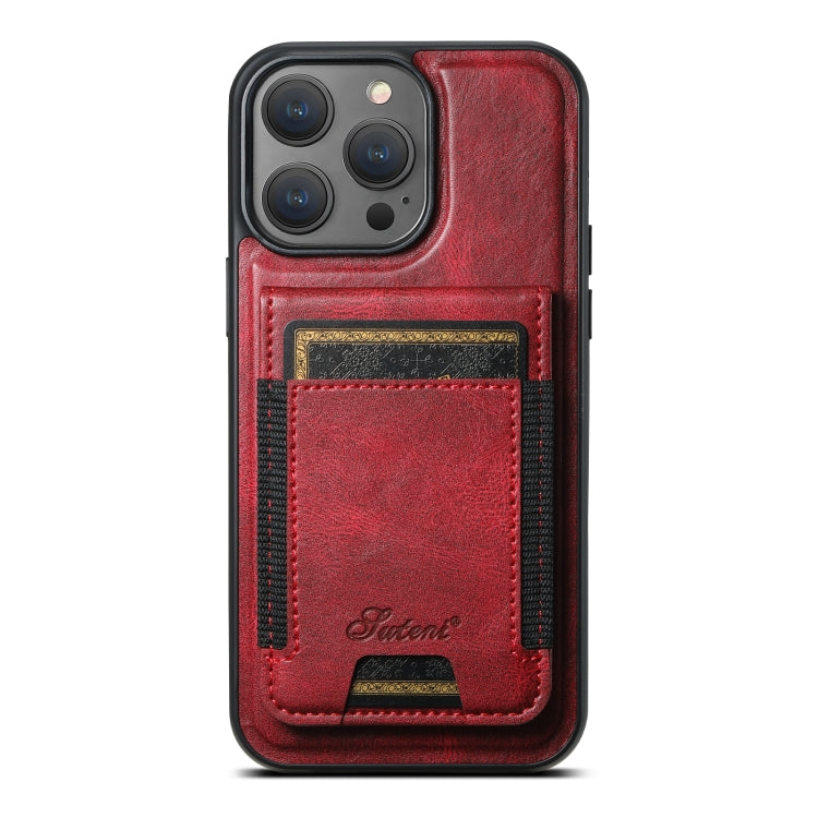 Suteni H17 Oil Eax Leather MagSafe Detachable Wallet Phone Case