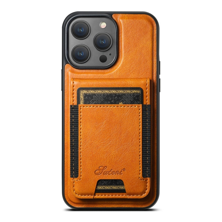 Suteni H17 Oil Eax Leather MagSafe Detachable Wallet Phone Case