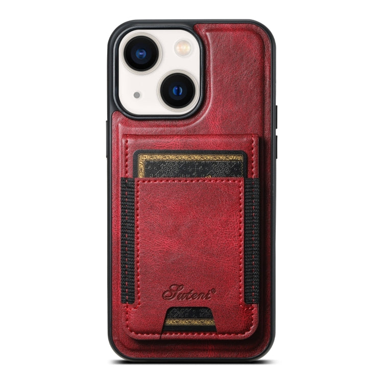 Suteni H17 Oil Eax Leather MagSafe Detachable Wallet Phone Case