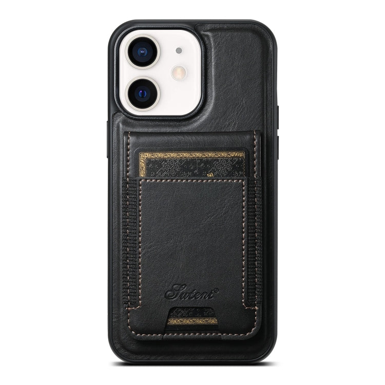 Suteni H17 Oil Eax Leather MagSafe Detachable Wallet Phone Case