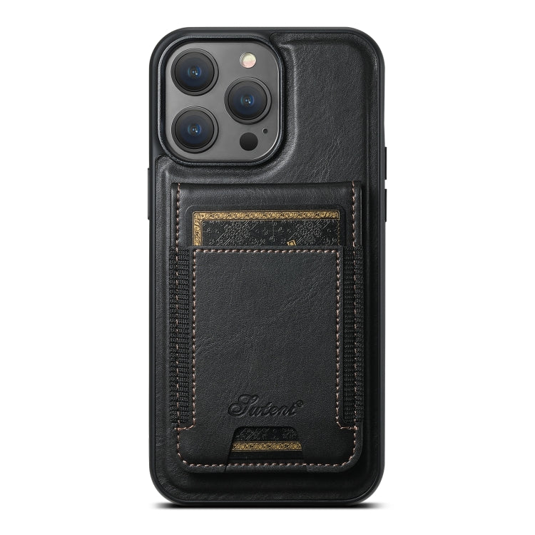 Suteni H17 Oil Eax Leather MagSafe Detachable Wallet Phone Case
