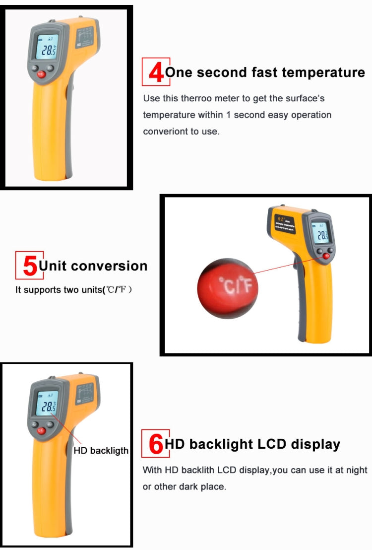 Digital Laser Infrared Temperature Sensor Controller GM320 Handheld Thermometer, GM320