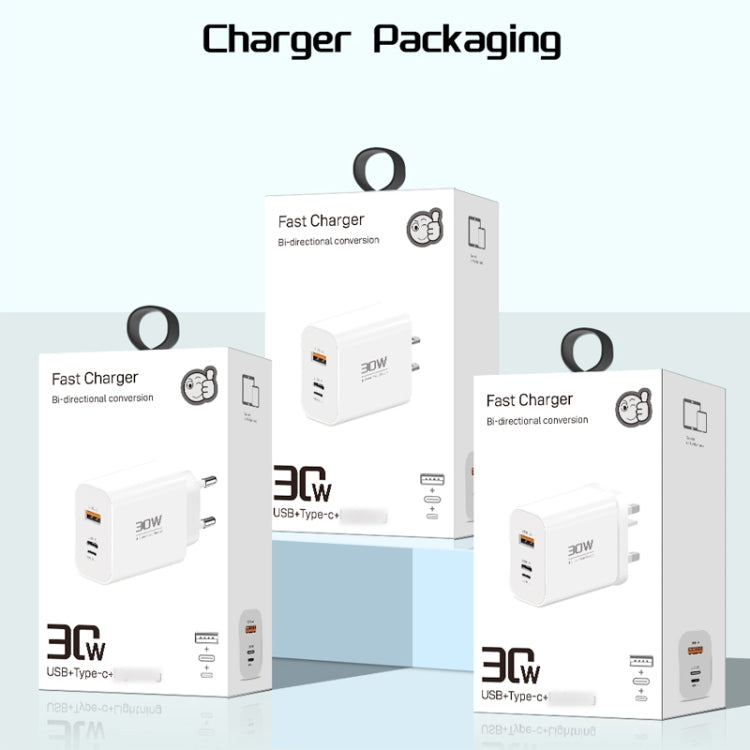 PD30W USB-C / Type-C + 8 Pin + USB Charger with Type-C to 8 Pin Date Cable, PD004 + PD Cable