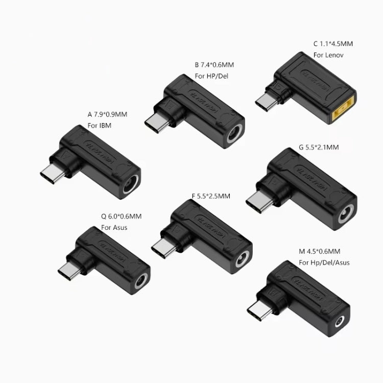 140W Computer Charging Adapter(DC 7.9 x 0.9mm to USB-C / Type-C), DC 4506 M, DC 7406 B, DC 5521 G, DC 5525 F, DC 6006 Q, DC 7909 A, DC Yellow Square Port C