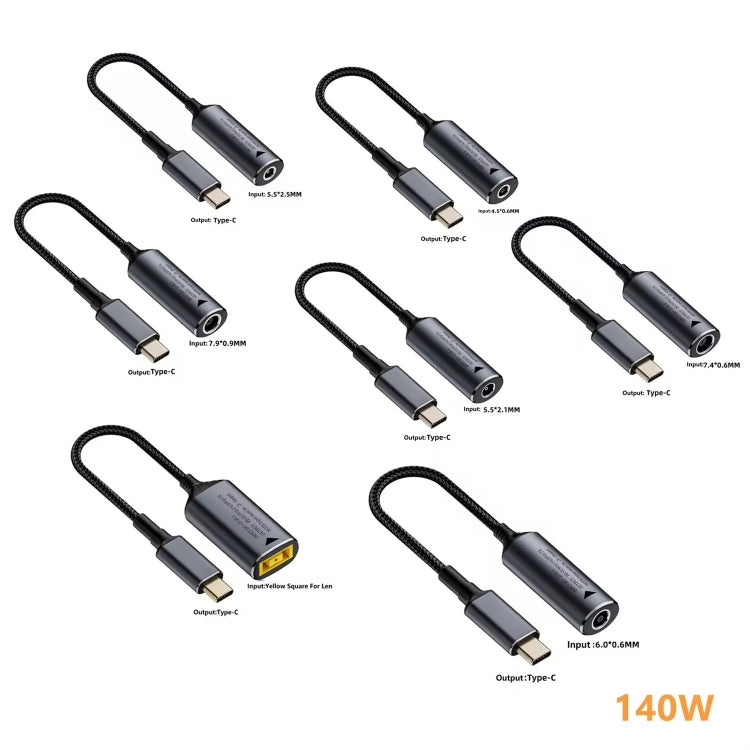 140W Computer Charging Adapter(Yellow Square Port to USB-C / Type-C), 4530, 7450, 5521, 5525, 6006, 7909, Yellow Square Port