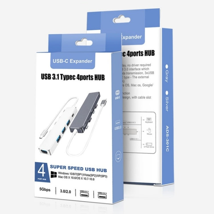 ADS-301C USB-C / Type-C to USB-C + USB 3.0 + 3 x USB 2.0 Expander HUB, ADS-301C(Grey), ADS-301C(Silver)