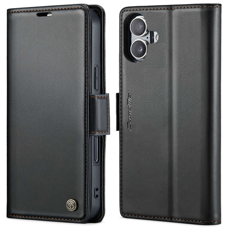 CaseMe 023 Butterfly Buckle Litchi Texture RFID Anti-theft Leather Phone Case, For iPhone 17e / 16e, For iPhone 17 Pro Max, For iPhone 17 Pro, For iPhone 17, For iPhone Air, For iPhone 16 Pro Max, For iPhone 16 Pro, For iPhone 16 Plus, For iPhone 16