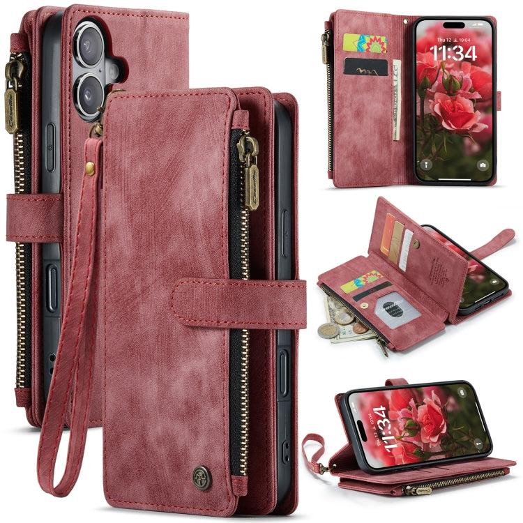 CaseMe C30 Card Slots Zipper Wallet Leather Phone Case, For iPhone 17e / 16e, For iPhone 17 Pro Max, For iPhone 17 Pro, For iPhone 17, For iPhone Air, For iPhone 16 Pro Max, For iPhone 16 Pro, For iPhone 16 Plus, For iPhone 16