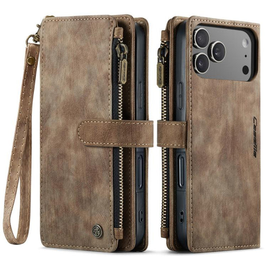 CaseMe C30 Card Slots Zipper Wallet Leather Phone Case, For iPhone 18 Pro / 17 Pro, For iPhone 18 Pro Max / 17 Pro Max, For iPhone 17e / 16e, For iPhone 17, For iPhone Air, For iPhone 16 Pro Max, For iPhone 16 Pro, For iPhone 16 Plus, For iPhone 16
