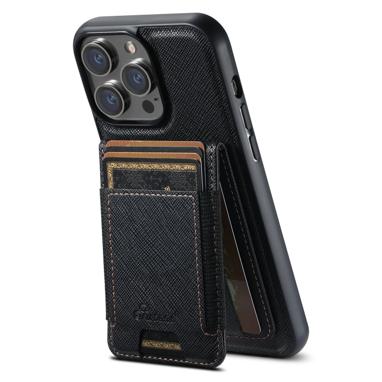 Suteni H17 Cross Grain Leather MagSafe Detachable Wallet Phone Case