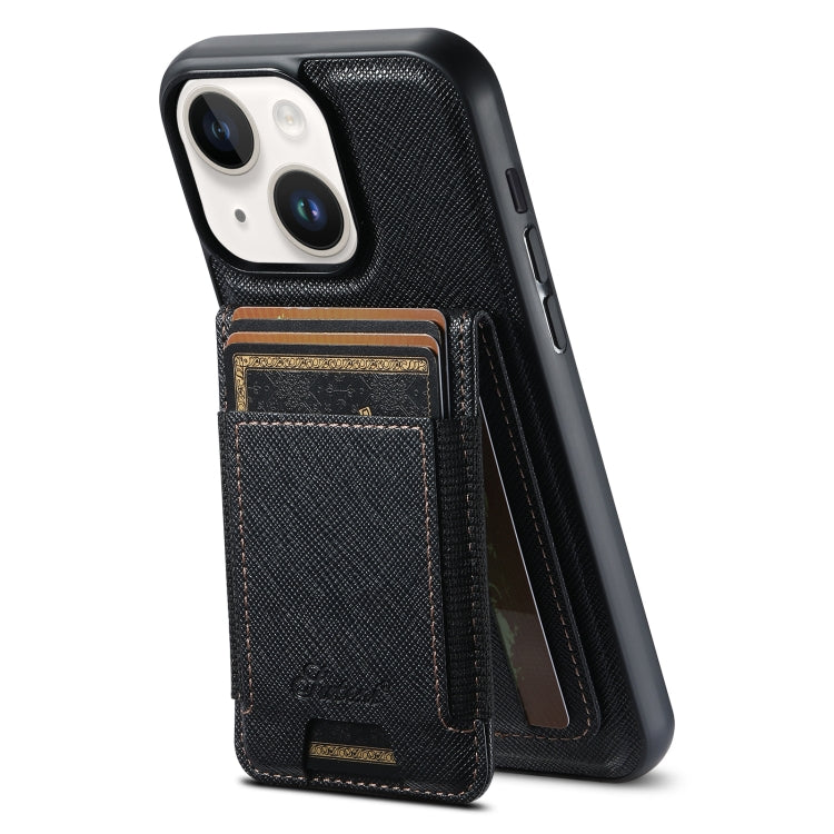 Suteni H17 Cross Grain Leather MagSafe Detachable Wallet Phone Case