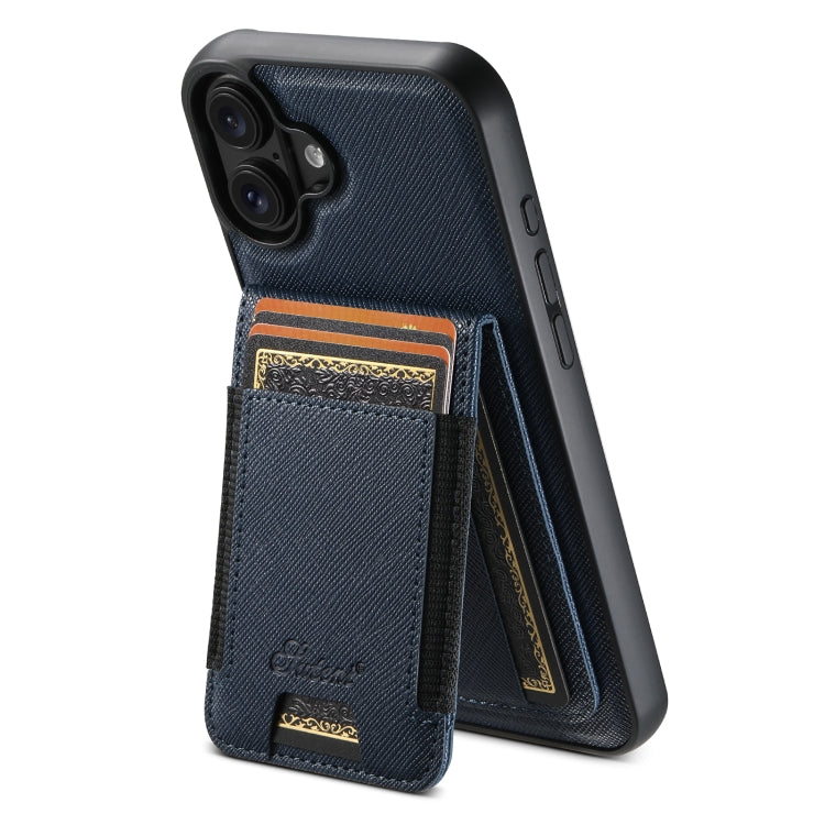 Suteni H17 Cross Grain Leather MagSafe Detachable Wallet Phone Case