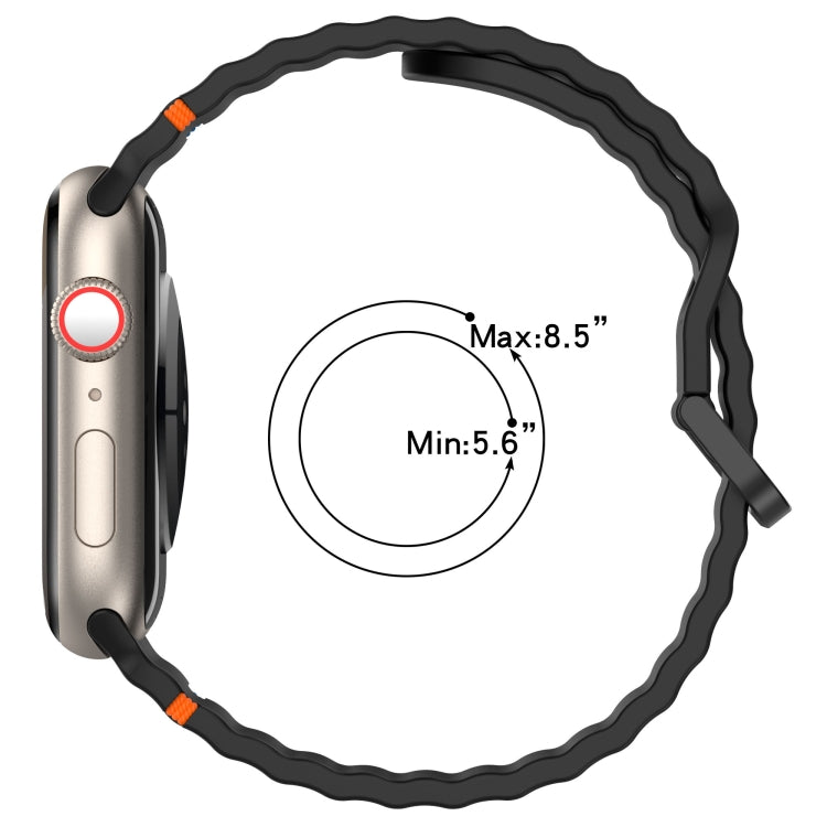 Wavy Grain Stitched Silicone Watch Band, For Apple Watch SE 2022 44mm, For Apple Watch Series 7 41mm, For Apple Watch Series 7 45mm, For Apple Watch Series 6 40mm, For Apple Watch Series 6 44mm, For Apple Watch Series 5 44mm, For Apple Watch Series 5 4...