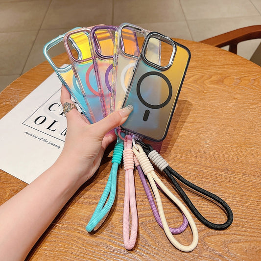 Bright Shadow Magsafe Discoloration Phone Case with Wrist Strap