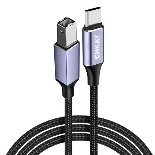 ENKAY ENK-CB170 Câble tressé en nylon USB C / Type-C vers USB 2.0 B pour imprimante scanner, 0,5 m, 1 m, 2 m
