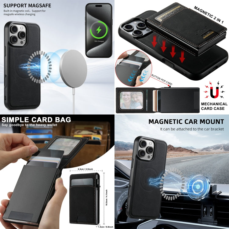 Suteni H19 Litschi-Narbung 2-in-1 MagSafe Abnehmbare Kartenbox Handyhülle, für iPhone 17e / 16e, für iPhone 17 Pro Max, für iPhone 17 Pro, für iPhone 17, für iPhone Air, für iPhone 16 Pro Max, für iPhone 16 Pro, für iPhone 16 Plus, für iPhone 16...