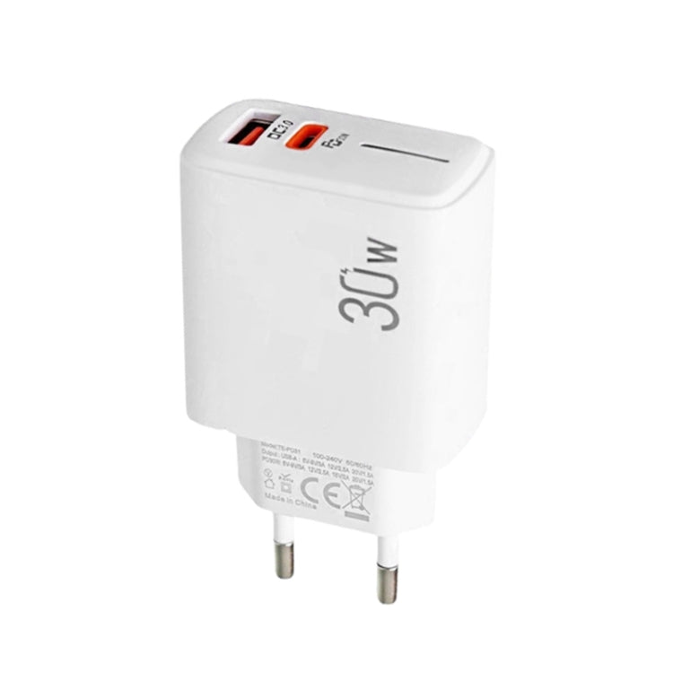 PD31 5V-20V 30W USB-C / Type-C + USB-A Multi Protocol Compatible Charger, EU Plug, 30W EU Plug