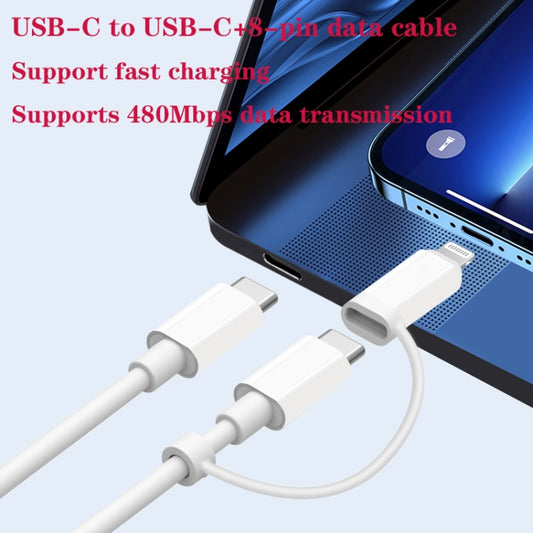 PD31 30W USB-C / Type-C + USB-A Charger with Type-C+8 Pin 2-in-1 Data Cable, EU Plug, EU Plug + 2-in-1 Data Cable